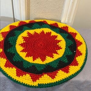 Vibrant Red and Yellow Crochet Hat